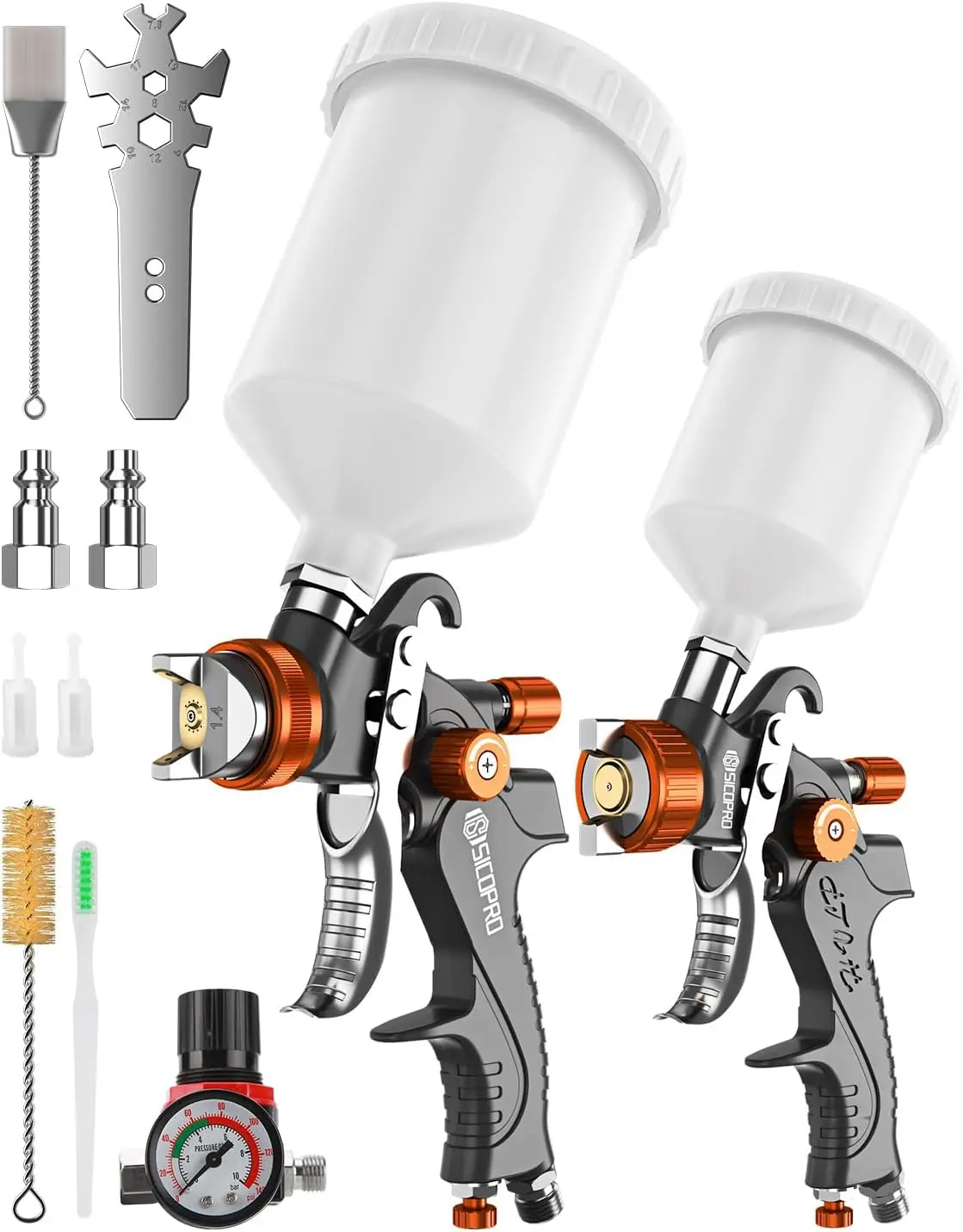 SICOPRO HVLP Air Paint Sprayer Gun Set with Ergo Handle, 1.4mm High-Precision Nozzle, for Car & House Varnish, Top Coat Applications (Tools & Hardware Power Tool)