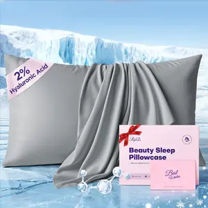 Chill Cooling Pillowcase for Hot Sleepers, 2% HA Infused Pillowcase Hydrates Skin & Hair, Reduces Wrinkles & Frizz, Softer Than Silk Pillow, Pillow Covers King (Light Gray, 1 Pack)