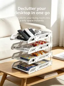Desk Clutter Fix 4-Tier Tray for Efficient Workspace Organization Instant Setup Versatile for Offices Homes and Workspaces, Multi-Tiered