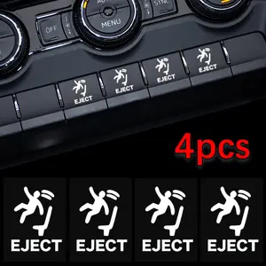 4pcs Eject Button Stickers for Empty Car Buttons, Humorous Car Accessories Interior for Men, Video Game Decals for Vehicles, Prank Gift for Car Enthusiasts