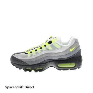 Grey & Black Mesh + Neon Green Low-Top Retro Air Cushion Sneakers | Streetwear Shock-Absorbing Running Shoes