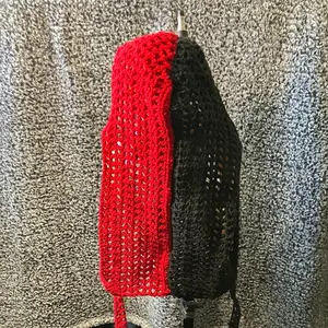 Red & Black Handmade Crochet Durag Wave Cap