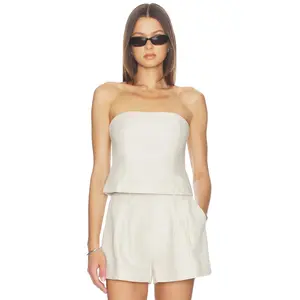 Good American Linen Strapless Top in Oat