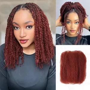 QVR Affordable Afro Kinky Bulk Human Hair 99J Burgundy Color For Braiding DreadLock