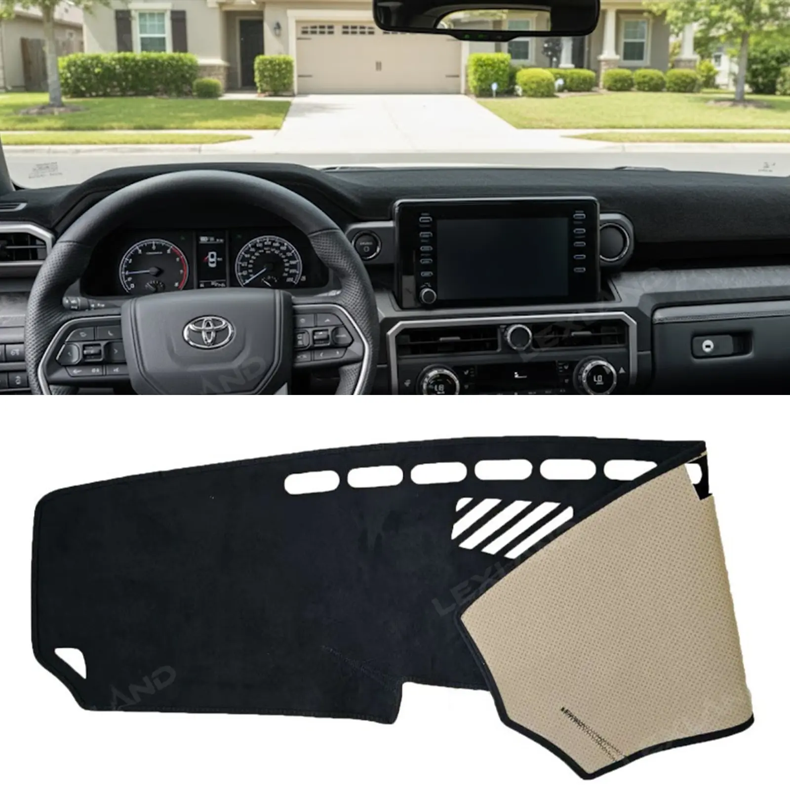 Car Custom Fit Suede Dashboard Cover Mat for 2024+ Toyota Tacoma - Precision Cut, Non-Slip, UV Fade Guard, Blocks UV Rays, Heat Insulation, Sensor-Safe Fit, Peel-and-Stick Easy Installation, Refined Texture Sunshield Protector