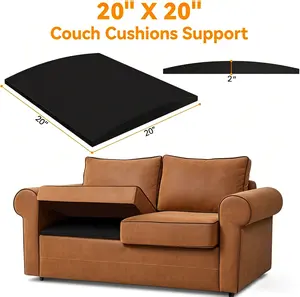 20"x20" Couch Cushion Support for Sagging Seat, High-Density Polyurethane Foam Insert for Sofa Repair, Curved Design to Fix Dipping Couch, Extra Firm Furniture Seat Saver, Furniture Reinforcement Pad for Sectional Armchair & Loveseat, 2 Inch Thick Center