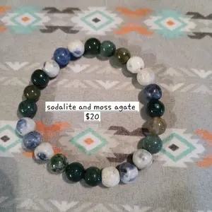 Stay Grounded Handmade Bracelet with Sodalite & Moss Agate Crystals for Healing Balance and Grounding Great for Women and Men
