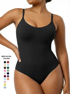 Women's Seamless Shaping Bodysuit, Tummy Control Slimming Thong Body Shaper, Adjustable Strap, Spaghetti Strap, Casual Style, All Seasons, Regular Length, Shapewear, Underwear
