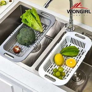 Adjustable, Expandable Sink Colander, Kitchenware - Heavy-duty Plastic Filter, Height Adjustable, Space-Saving Design for Washing, Draining, Cleaning Fruits and Vegetables - Ideal for Home, Commercial Kitchens, Rust-Resistant, Easy to Clean