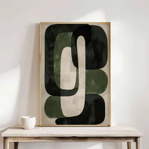 Green Modern Abstract Wall Art Poster Unframed Contemporary Minimalist Green Black Abstract Art for Bedroom Living Room Home Decoration