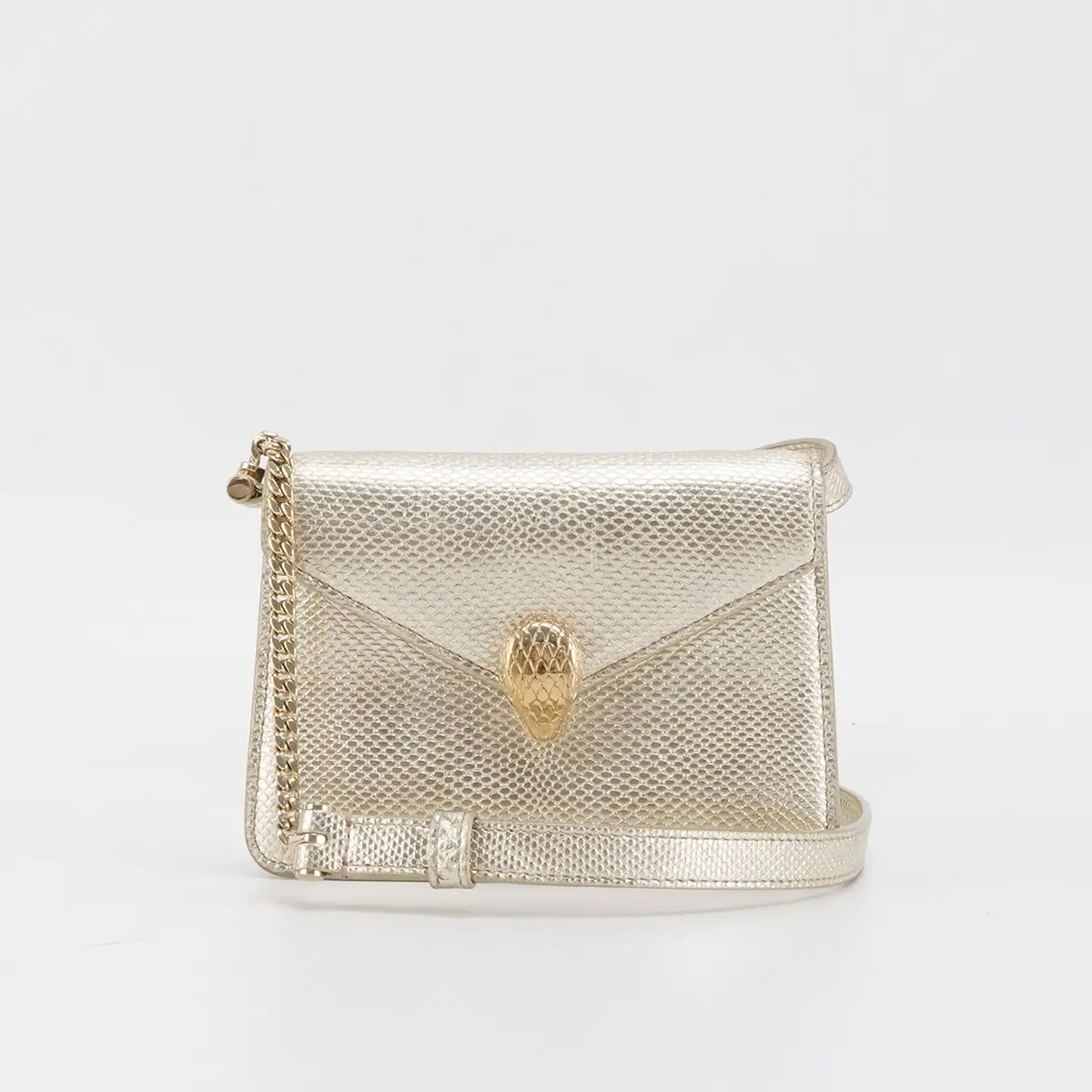 Pre-owned Bvlgari Snake Skin Shoulder Bags Serpenti Forever Micro Light Gold Shoulder Bag BGP193218