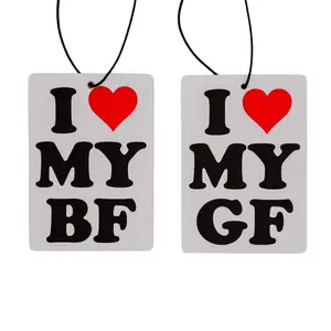 I Love My BF & GF Hanging Car Air Freshener for Couples - Gift Set 2 Pack