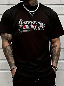100% Cotton Vintage Barber's Pole Tee Hair Hairstylist Christmas Gift T-Shirt Women's Men's Graphic Tee Crew Neck summer vacation Tops