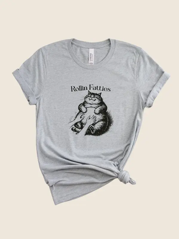 Men's Crew Neck Cat Belly Rub Graphic T-Shirt - Unisex Bella+Canvas 3001 Short Sleeve, Lightweight Combed Cotton, All Seasons, Cold Wash Compatible