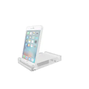 FixtureDisplays® Cellphone Tablet Holder Stand Works with iPhone/Tablet Computer/ Android Phone Thick Crystal Clear Acrylic Sharp Angle Look Groove is 11mm Deep 14707