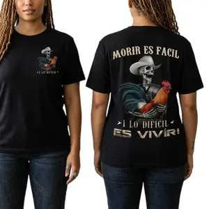 Men's Moris Es Facil Mexican Style T-Shirt, Big Rooster Gamefowl Shirt, Father's Day Ideal Gift, Shirt For Dad For Husband For HimCotton Menswear Casual Top