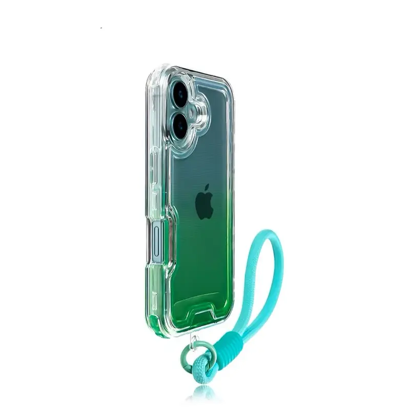 Phone Case: Transparent Shockproof Phone Case with Wrist Strap for iPhone 17 16 15 14 13 12 11 Series, Clear Heavy Duty Protective Cover with Lanyard, Anti-Scratch Soft Bumper，translucent phone case,beautiful phone case,stylish girly design