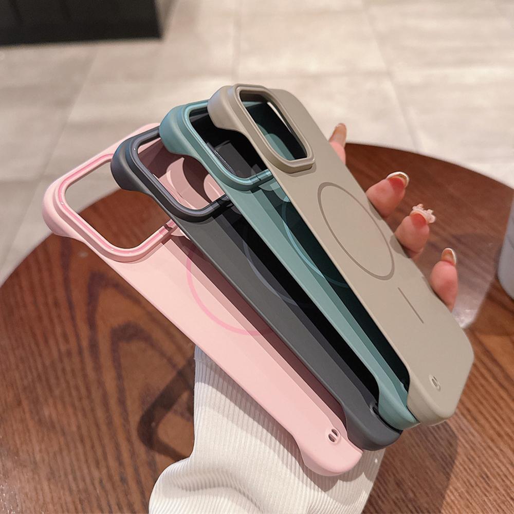 Matte Slim PC For Magsafe Frameless Phone Case For iPhone 16 15 14 Plus 12 13 Pro Max Wireless Charging Borderless Hard Cover