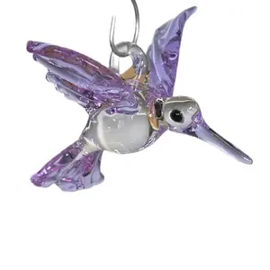 Handblown Glass Hummingbird  The Hanging Battle bird Ornament by Jason AKA The Fiery Guy **please note this a crystal clear body***