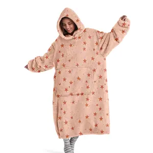 hoodie blanket，Wearable Blanket，Hooded Blanket Wearable Throw, Warm Star Pattern, Soft and Cozy, Perfect for Sofa, Home Leisure, Air Conditioning, Camping Travel，Christmas Gift,Valentine's Day gift