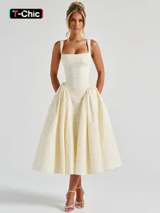 Women's Plaid Dress, Elegant Fashion Casual Sleeveless Long Dress for Daily Outdoor Wear, Ladies Clothes for Summer, Formal Sleeveless Dress