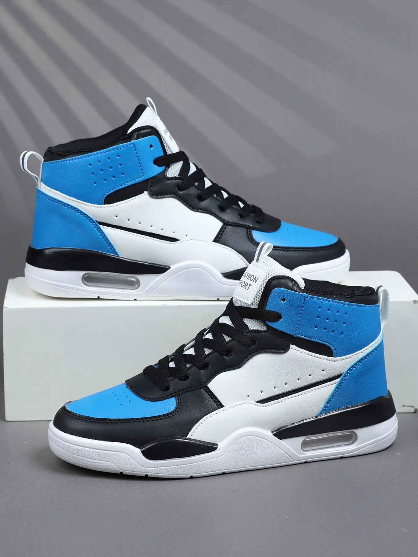 Men's Colorblock Trendy High Top Casual Sneakers, Retro Sport Design, Stable Comfort, Suitable for Streetball, Fitness, Daily Wear, Casual Trendy Trainers