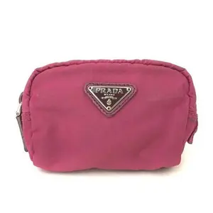 Pre-owned PRADA other Top Handle Bag Logo Plate Nylon Cosmetic Pouch Bag Pink 11647048147/920167