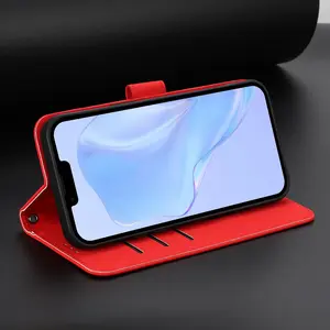 For iPhone 14 Plus 14 Pro Max 15 Pro Max i15 i14 Pure Color Leather Sleeve PU Leather Handbag Purse Flip Cover, Kickstand Folio Case With Lanyard