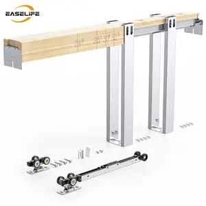 EaseLife Pocket Door Frame Kit with Two-Way Soft Close Mechanism - Sliding Hardware for Interior Doors, Aluminum, Smooth & Quiet Operation, Easy Install, No Door Included