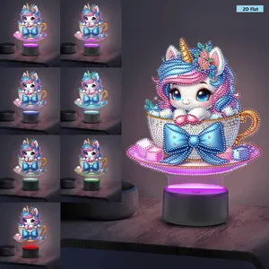 DIY Unicorn Diamond Painting Night Light with Tools Diamond Painting Bedside Lamp Double Sided Arts Crafts Home Decoration for Bedroom Decor Gifts