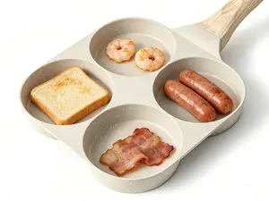 Egg Frying Pan, 4-Cup Egg Pan Nonstick, Fried Egg Pan Skillet for Breakfast, Pancake, Hamburger, Sandwiches, Suitable for Gas Stove & Induction Cookware(White)