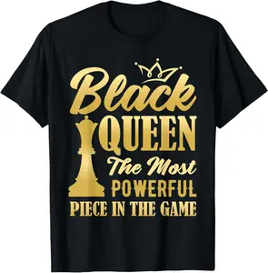 Black Queen The Most Powerful Piece in The Game Women Girl T-Shirt Pure Cotton Graphic Tees Menswear Top: Gifts for Men & Women