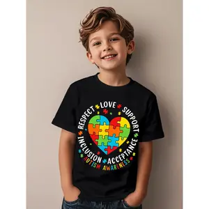 Respect Love Support Acceptance Inclusion Autism Awareness Funny Awesome Graphic Kid T-Shirt Cute Kid T Shirts Street Style Tops Tees for Kid