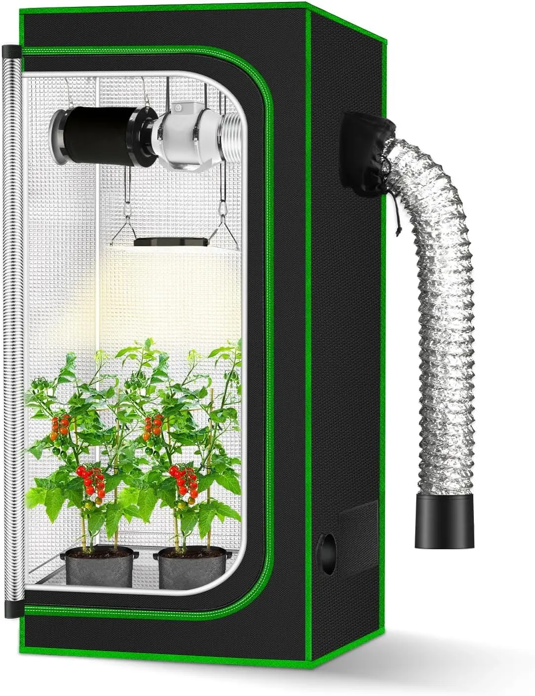 2x2 Grow Tent, 24"x24"x48'' High Reflective 600D Diamond Mylar Canvas with Observation Window and Floor Tray for Hydroponic Indoor Plant Growing