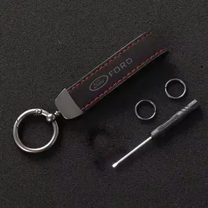 Ford Car Faux Leather Keychain, Premium Feel, Anti-Loss Key Ring, Durable and Wear-Resistant, Unisex Luxury Key Holder, Unique Design