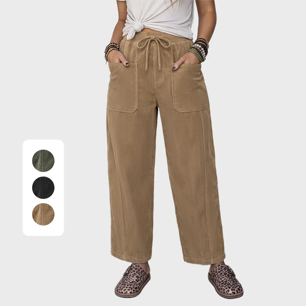Yinos Women’s Casual Elastic Waisted Palazzo Harem Pants with Pockets