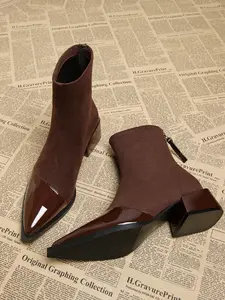 Women's Fall Winter Chelsea Boots, Casual Warm Boots, Faux Fur Lined Round Toe Short Booties, Casual Comfortable Footwear for Daily Wear & Stylish, Casual Shoes