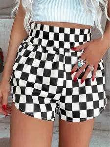 Women's Y2K Streetwear Checkered High Waisted Shorts Casual Checkerboard Print Shorts with Pockets #Y2KAesthetic #Streetwear #SummerShorts