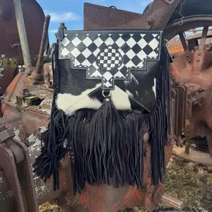 Checkered Black and White Spade Genuine Leather Western Purse by Double B Wild Rags