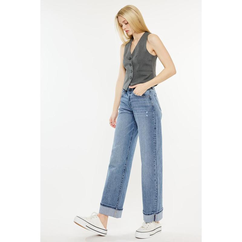 KANCAN - Kolbie Women's Denim High Rise Cuffed Wide
