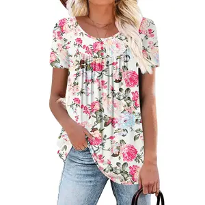 Angerella Womens Short Sleeve Shirts Loose Fit Summer Tunic Top