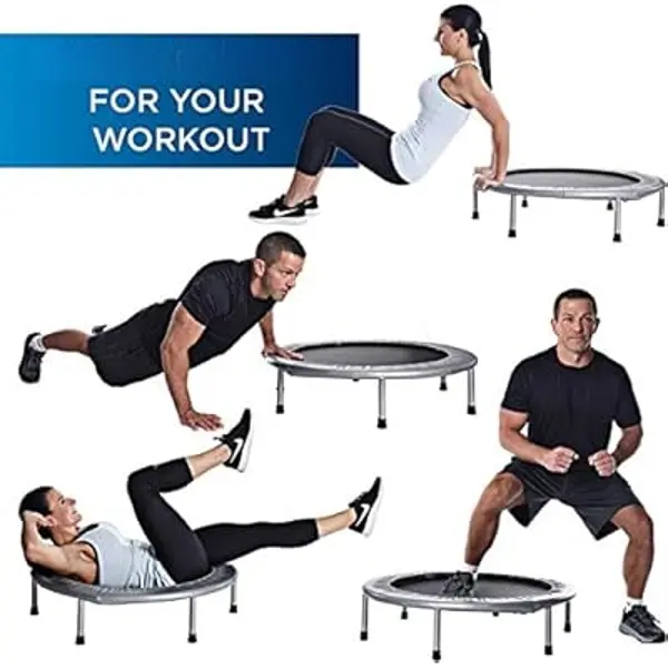 Folding Trampoline with Smart Workout App, Black - Portable Fitness Rebounder for Home Gym, Cardio & Strength Training, Jumping Exercise Equipment