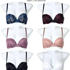 Super Push Up Doble Padded Add Two Cup Sizes Demi Cup Multi-way Multi position Strapless Bra. I Lumie Brand Womenswear