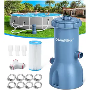 Pro Series 1000 GPH Above Ground Pool Filter Pump, Powerful Pool Cartridge Filter Pump, Water Circulation Filtration System Improves Water Clean & Clarity for Above Ground Pools Gray