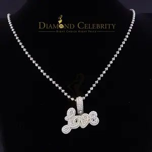 Diamond Celebrity’s 2ct Real Moissanite Silver Attractive White LOVE Pendant for your men and Women