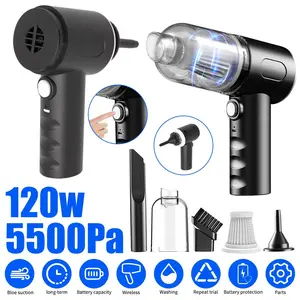 Wireless Handheld Car Vacuum Cleaner High Power Rechargeable Household Mini Vacuum Cleaner, Cordless Electric Air Duster Hi-Pressure Computer Car Cleaning, 120W 5500Pa Vacuum for Desk, Home and Office Dust Cleaning, Protable Vacuum Cleaner