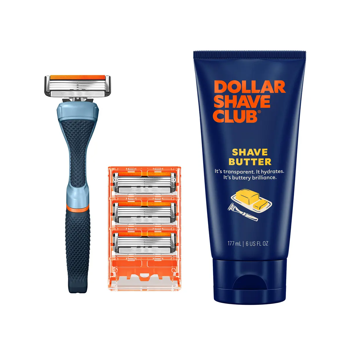 Dollar Shave Club Men's Razor Bundle – Diamond Grip Handle + Classic 4-Blade Refills + Hydrating Shave Butter for a Close Comfortable Shave Dollar Shave Club Men's Razor Bundle – Diamond Grip Handle + Classic 4-Blade Refills + Hydrating Shave Butter for a Close Comfortable Shave