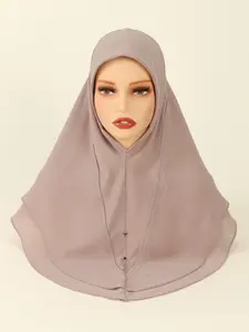 Women's Chiffon Instant Hijab Scarf, Breathable & Soft Design, Suitable for All Occasions, Plain Pattern, Easy Care, Turban Hijab