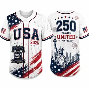 USA 250 Years United Baseball Jersey 1776-2026 Patriotic Independence Day Shirt American Flag July 4th Unisex Freedom Graphic Tee Gift for Men Women