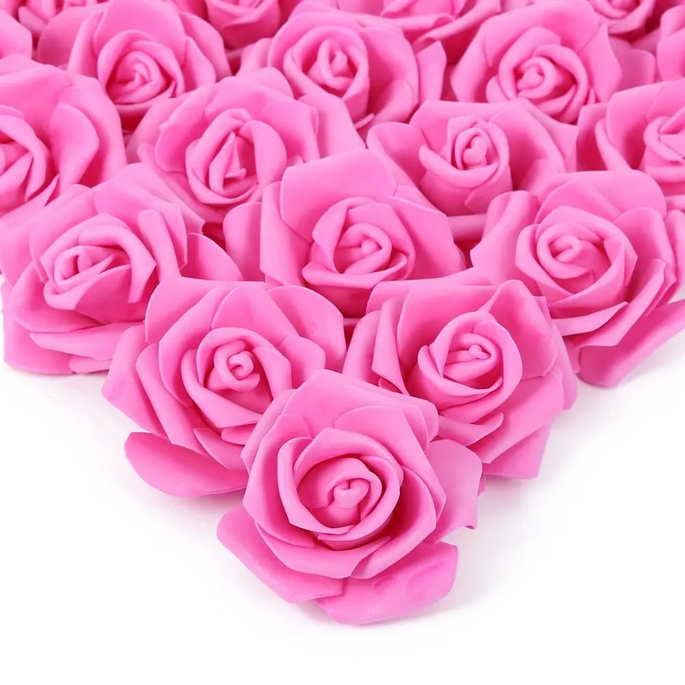 100-Count Bulk Pack Latex Foam Dark Blue Artificial Rose Heads (1.25 in Ht, 3" Dia.) - Crafters' DIY Decor, Artificial Roses Vase Fillers, Wedding Bouquets, Home Accents, Decoration, Flower Decor